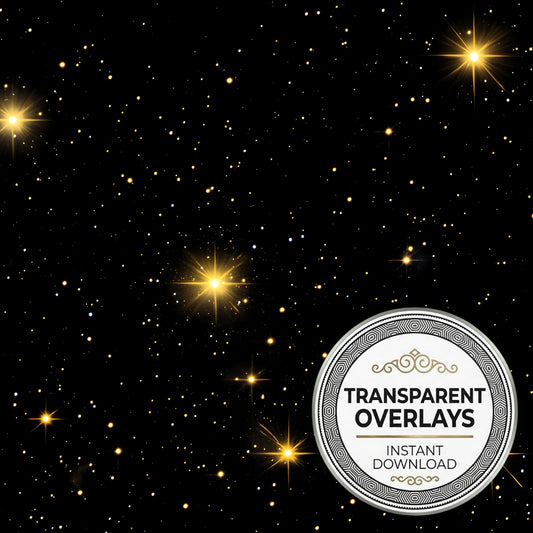 Twinkling Golden Stars Multiple Golden Transparent Overlay Pngs