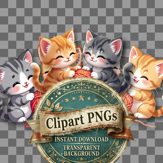 Two Chibi Kittens Playing Clipart Pngs
