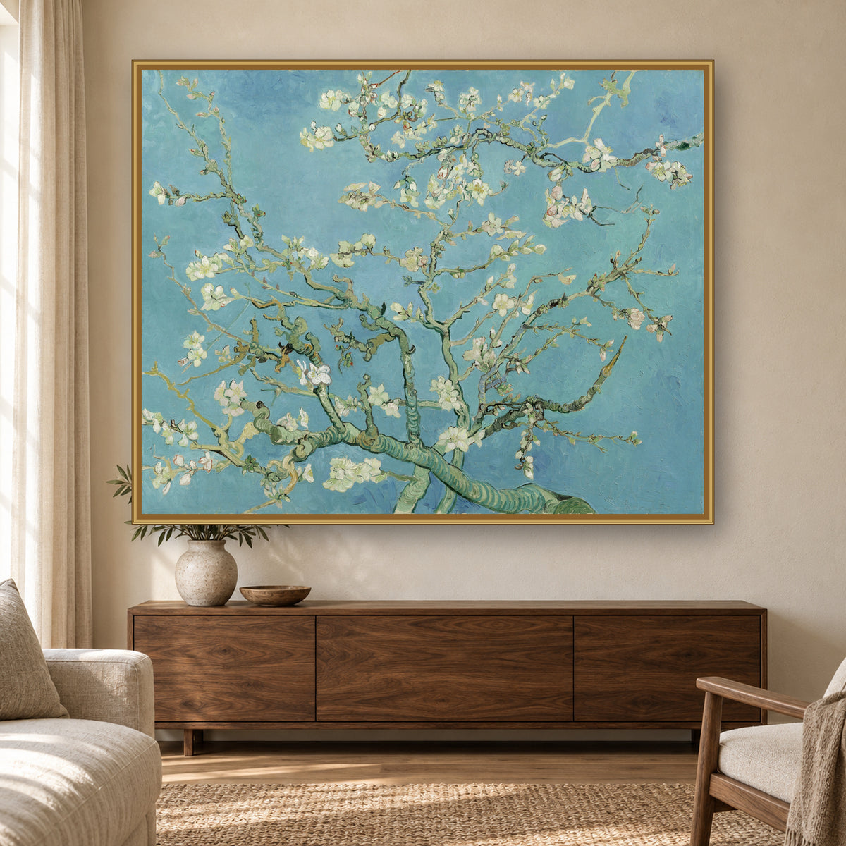 Almond Blossoms by Vincent van Gogh — room mockup