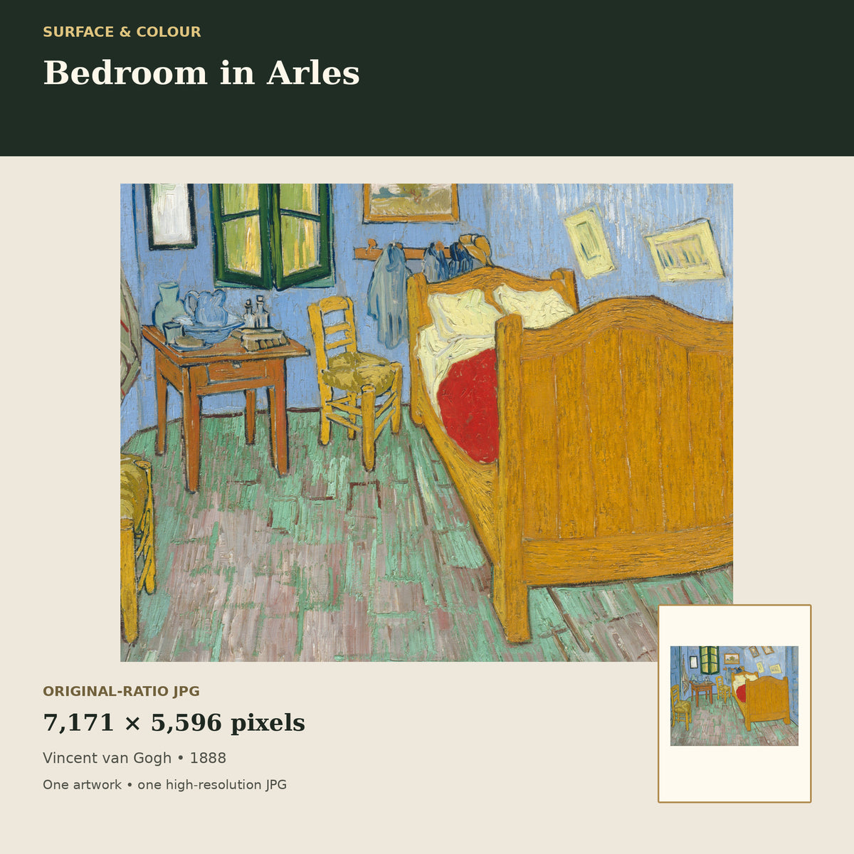 Bedroom in Arles by Vincent van Gogh — detail mockup