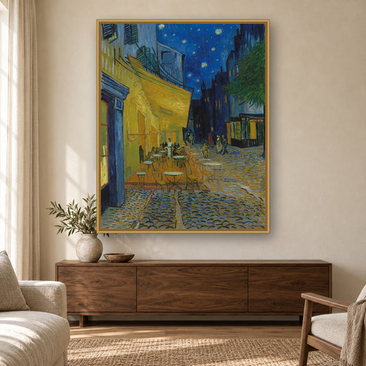 Café Terrace at Night by Vincent van Gogh — room mockup