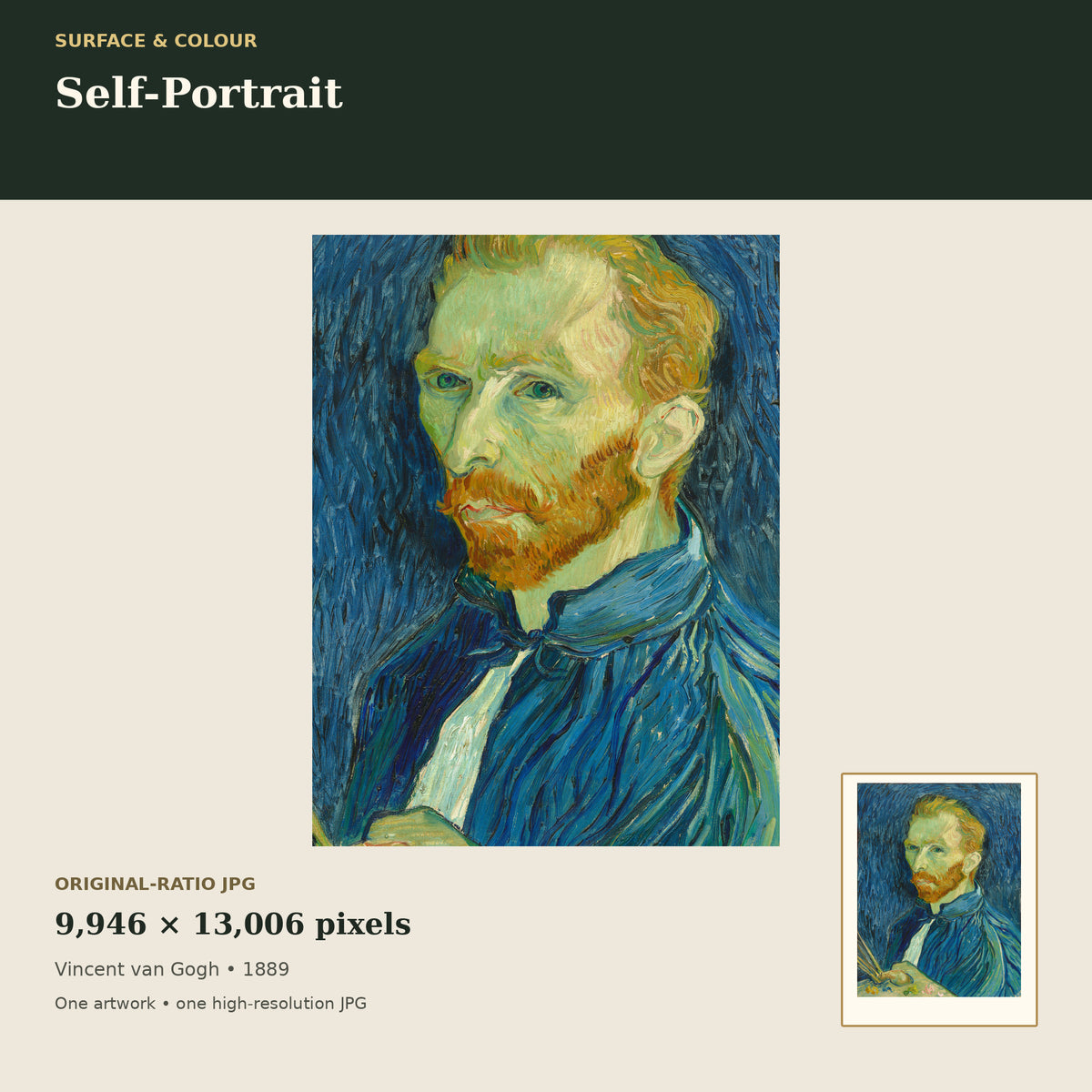 Self-Portrait by Vincent van Gogh — detail mockup