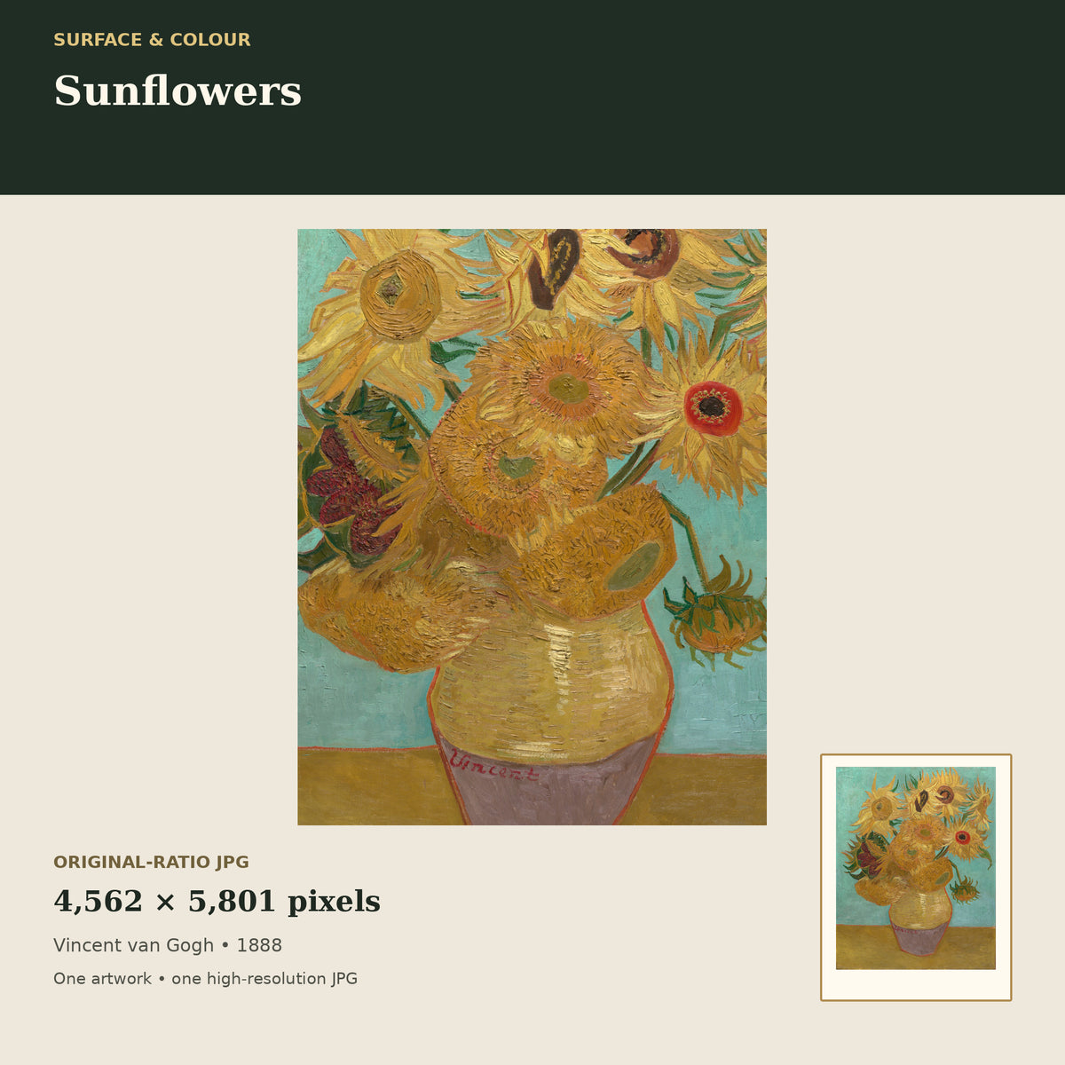 Sunflowers by Vincent van Gogh — detail mockup