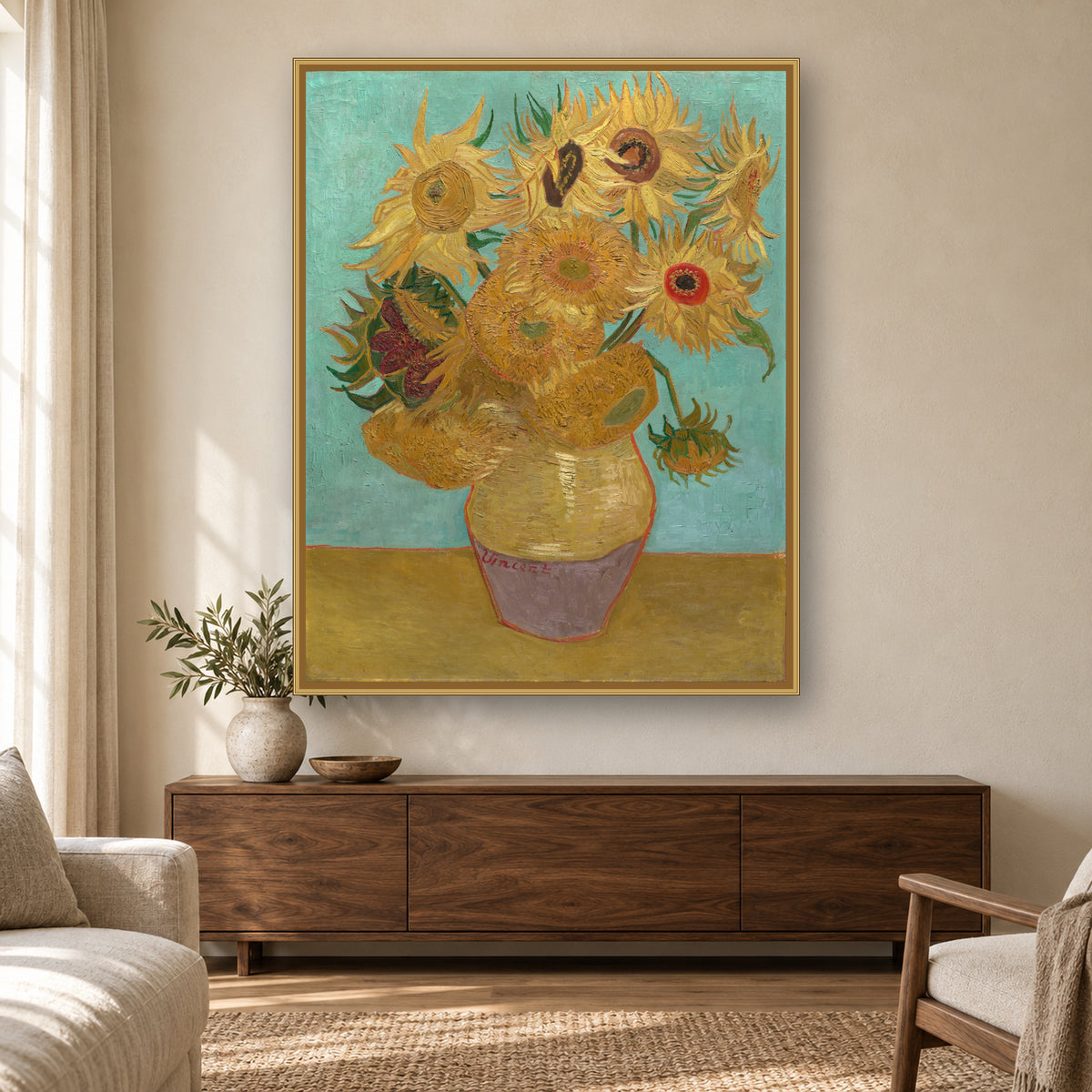 Sunflowers by Vincent van Gogh — room mockup