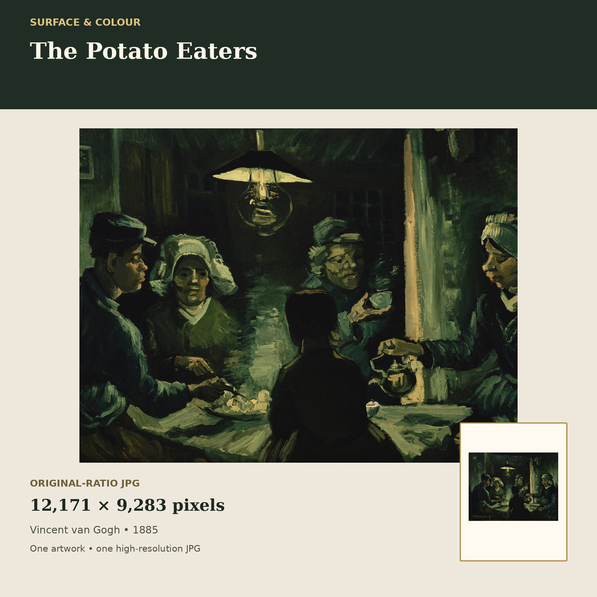The Potato Eaters by Vincent van Gogh — detail mockup
