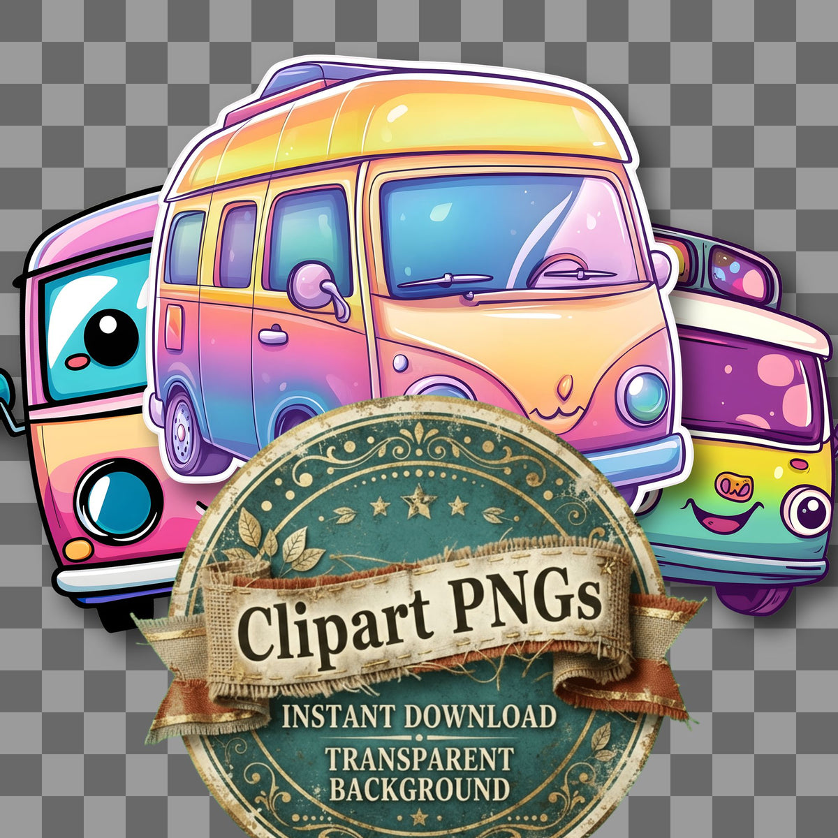 Van Kawaii Style Clipart Pngs