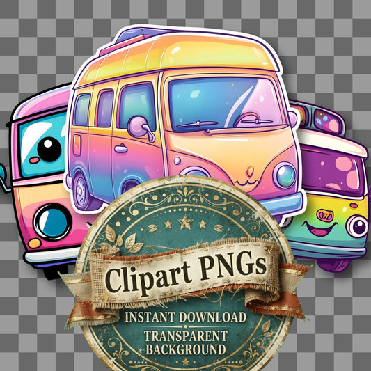 Van Kawaii Style Clipart Pngs