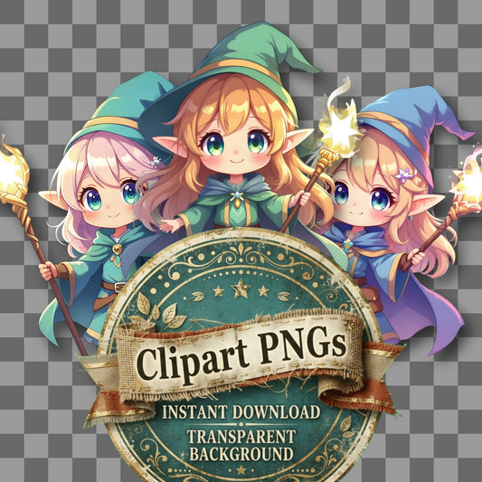 Vchibi Elf Mage Clipart Pngs