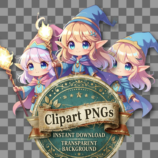 Vchibi Elf Mage Clipart Pngs