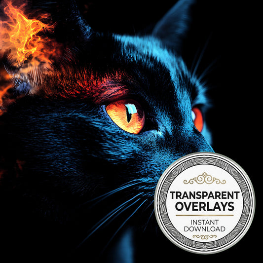 Vibrant Witchs Cat Transparent Overlay Pngs