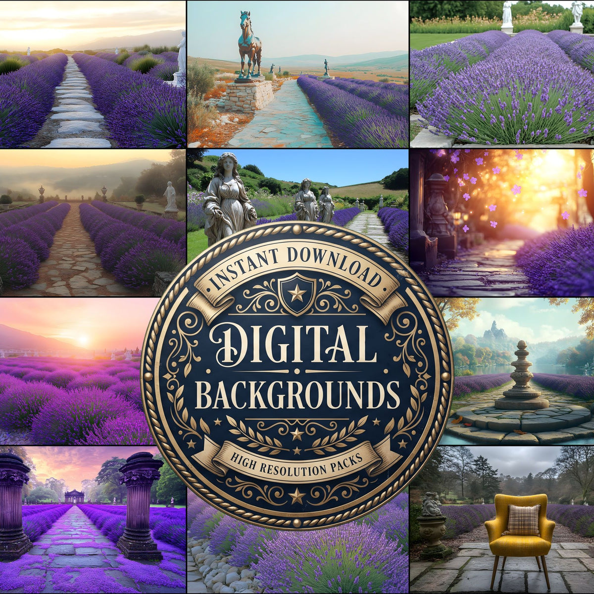 Victorian Lavender Garden Backdrop Images