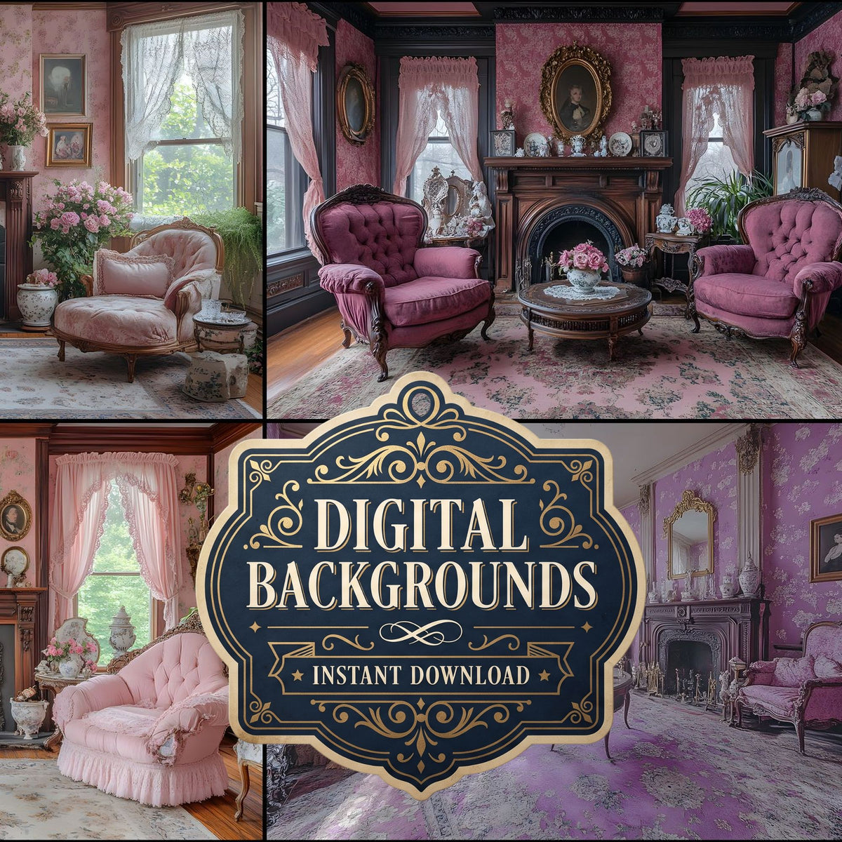 Victorian Parlor Elegance Backdrop Images