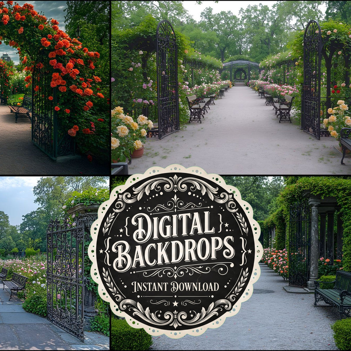 Victorian Rose Garden Enclosure Backdrop Images