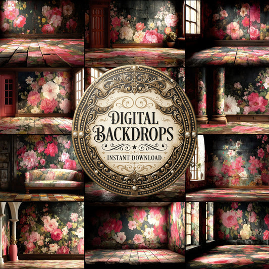 Victorian Wallpapered Room Backdrop Images