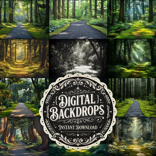 Victorian Woodland Path Backdrop Images
