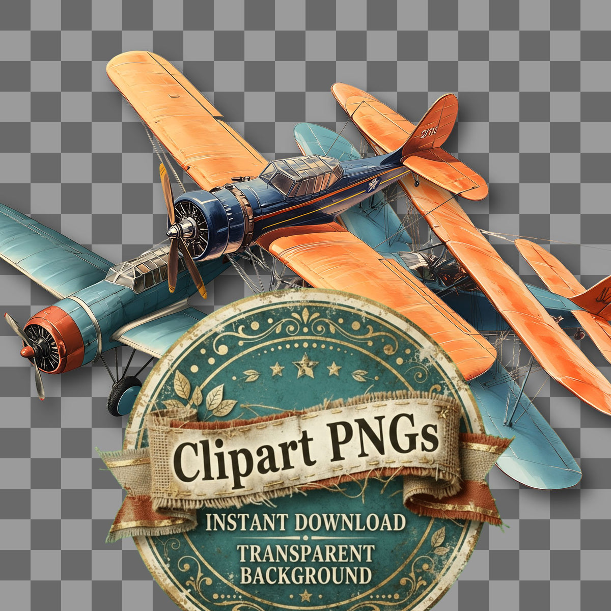 Victrorian Airplane Vintage Style Clipart Pngs