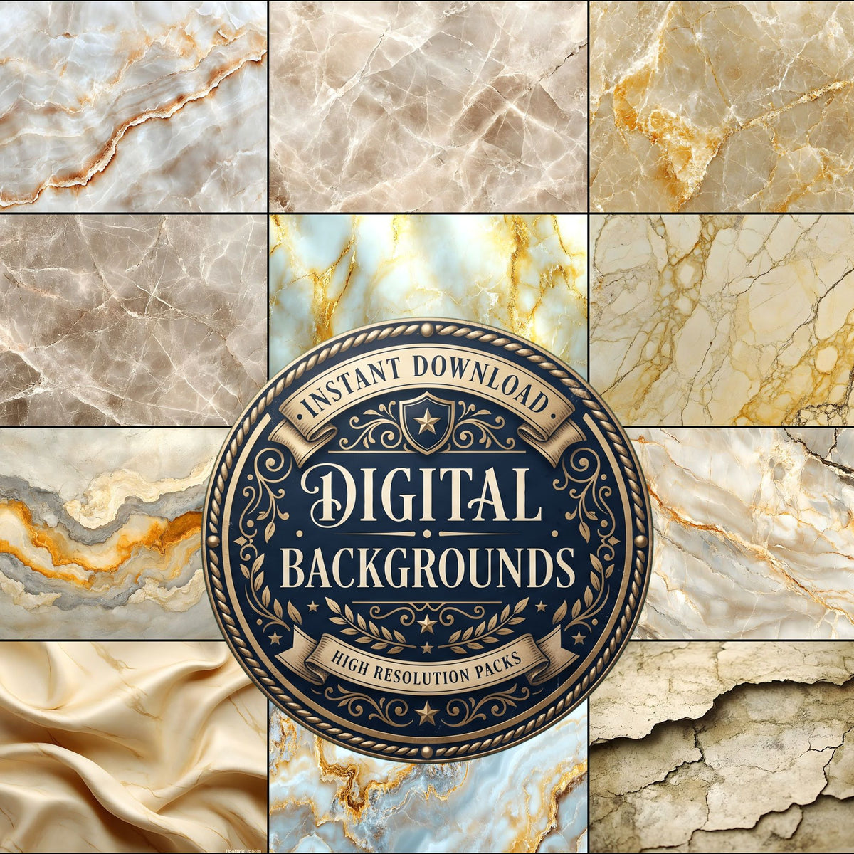 Warm Earthy Marble grunge digital photography backdrops, preview of the downloadable set
