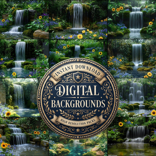 Waterfall Secret Garden Backdrop Images