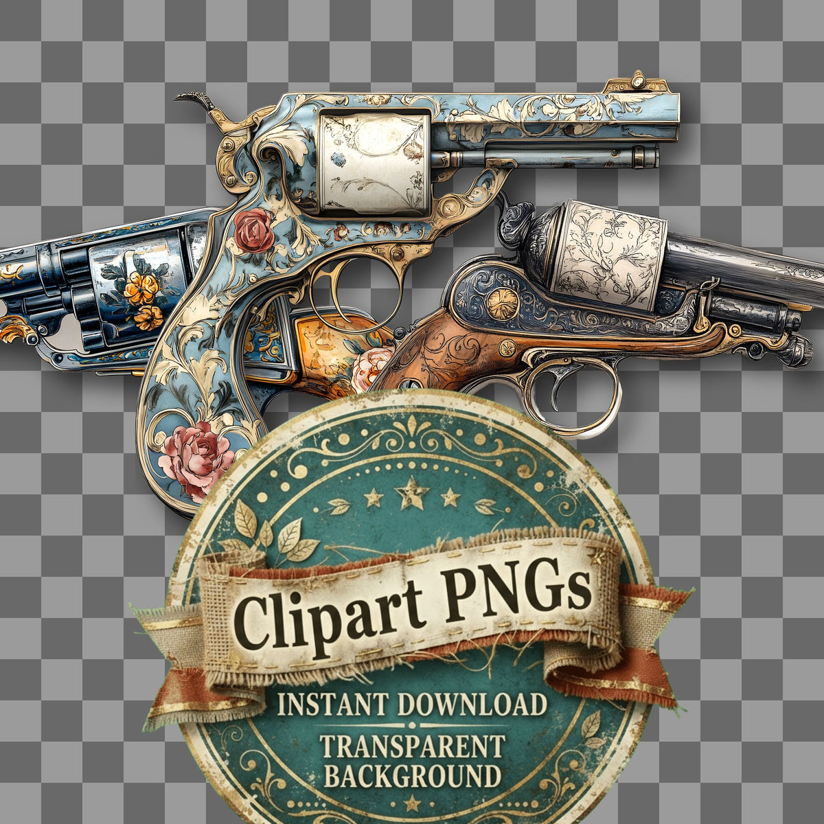 Weapon Vintage Style Clipart Pngs
