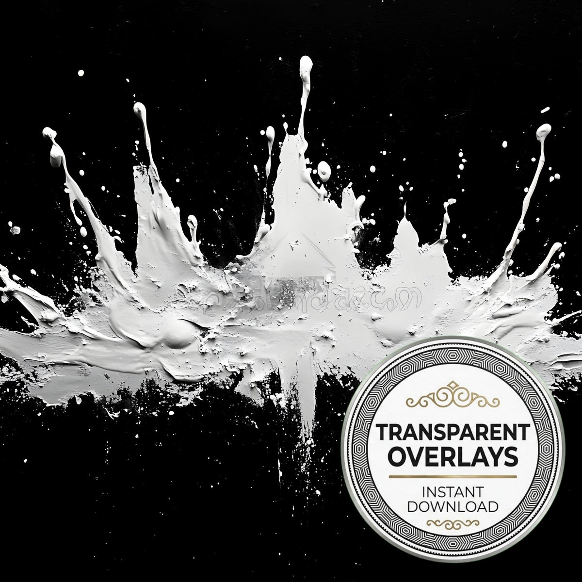 White Paint Splatter Abstract Splashes transparent PNG overlays for photo editing, cover preview