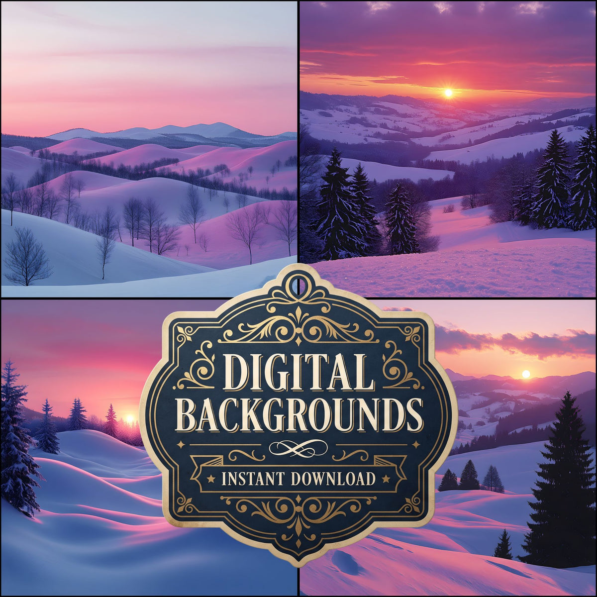 Winter Sunset Backdrop Images