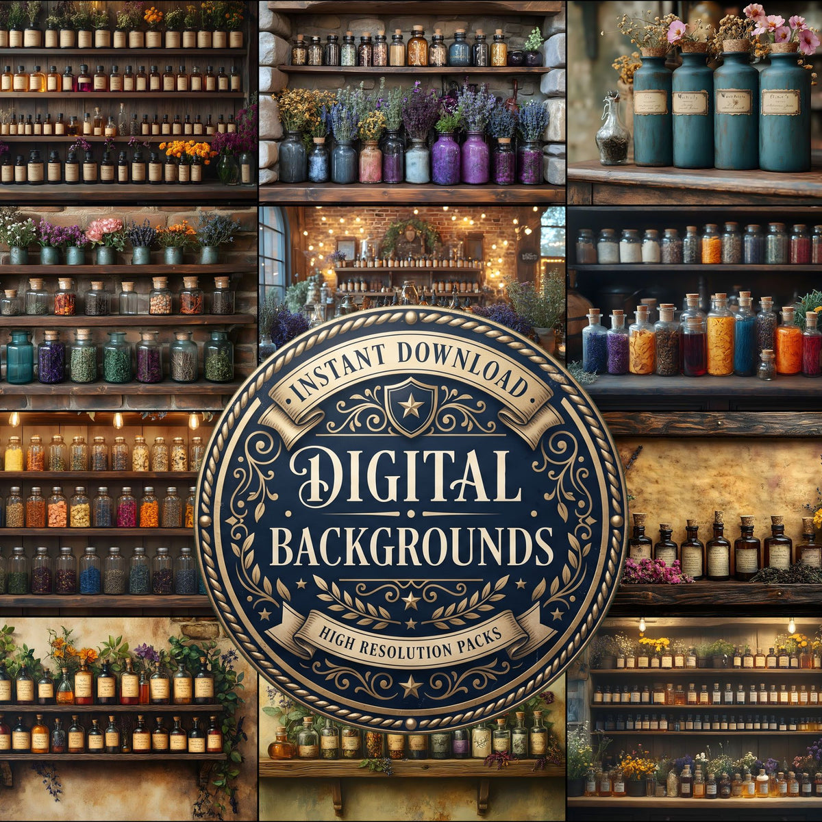 Witch Apothecary Scene Backdrop Images