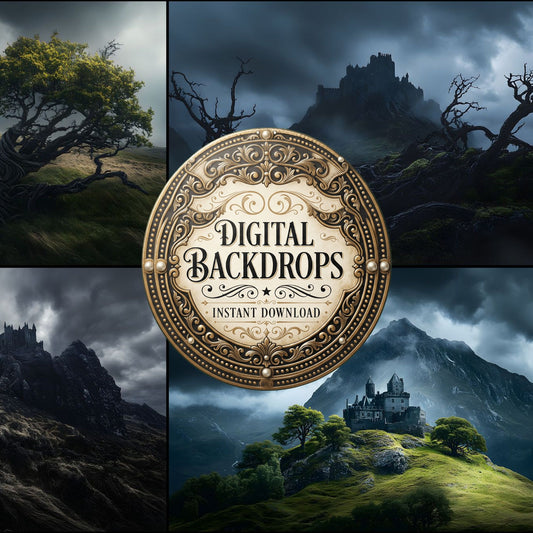 Witch’Castle On Dark Mountain In Storm Backdrop Images