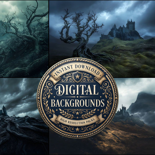 Witch’Castle On Dark Mountain In Storm Backdrop Images