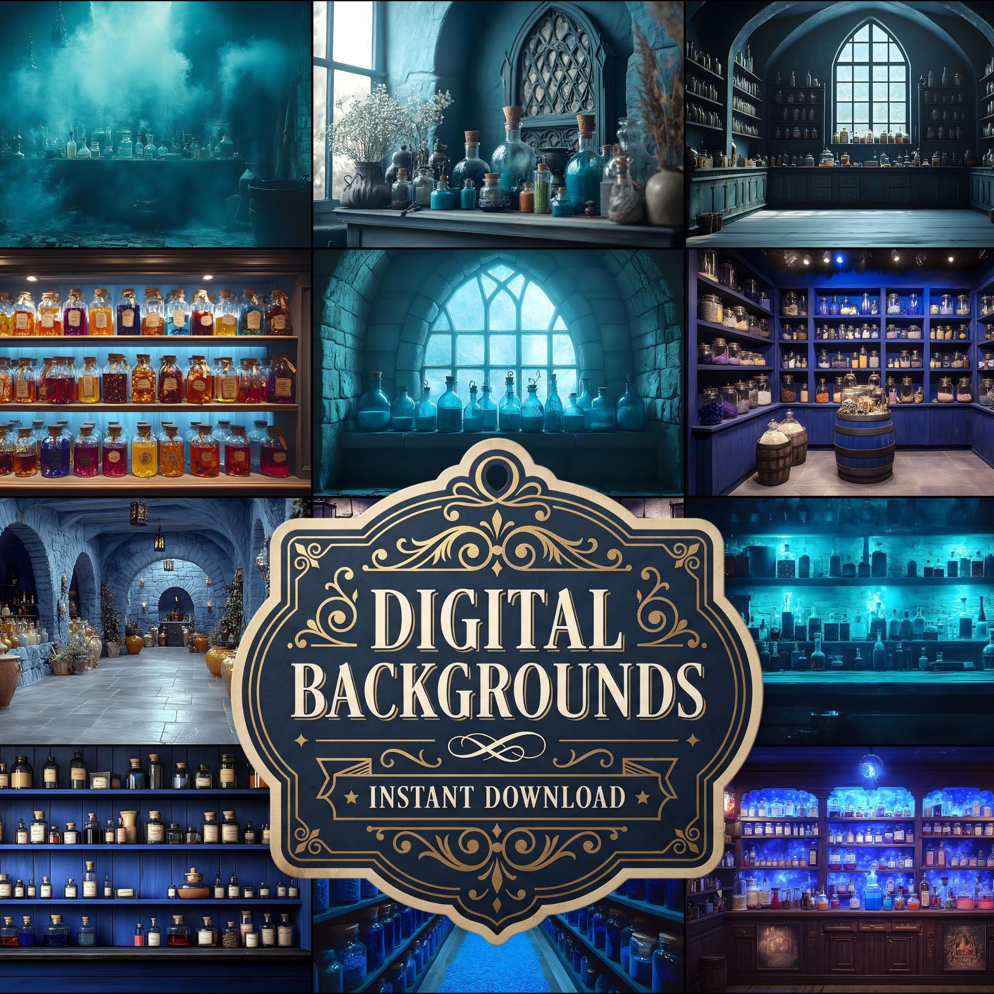 Witchs Apothecaryblue Backdrop Images