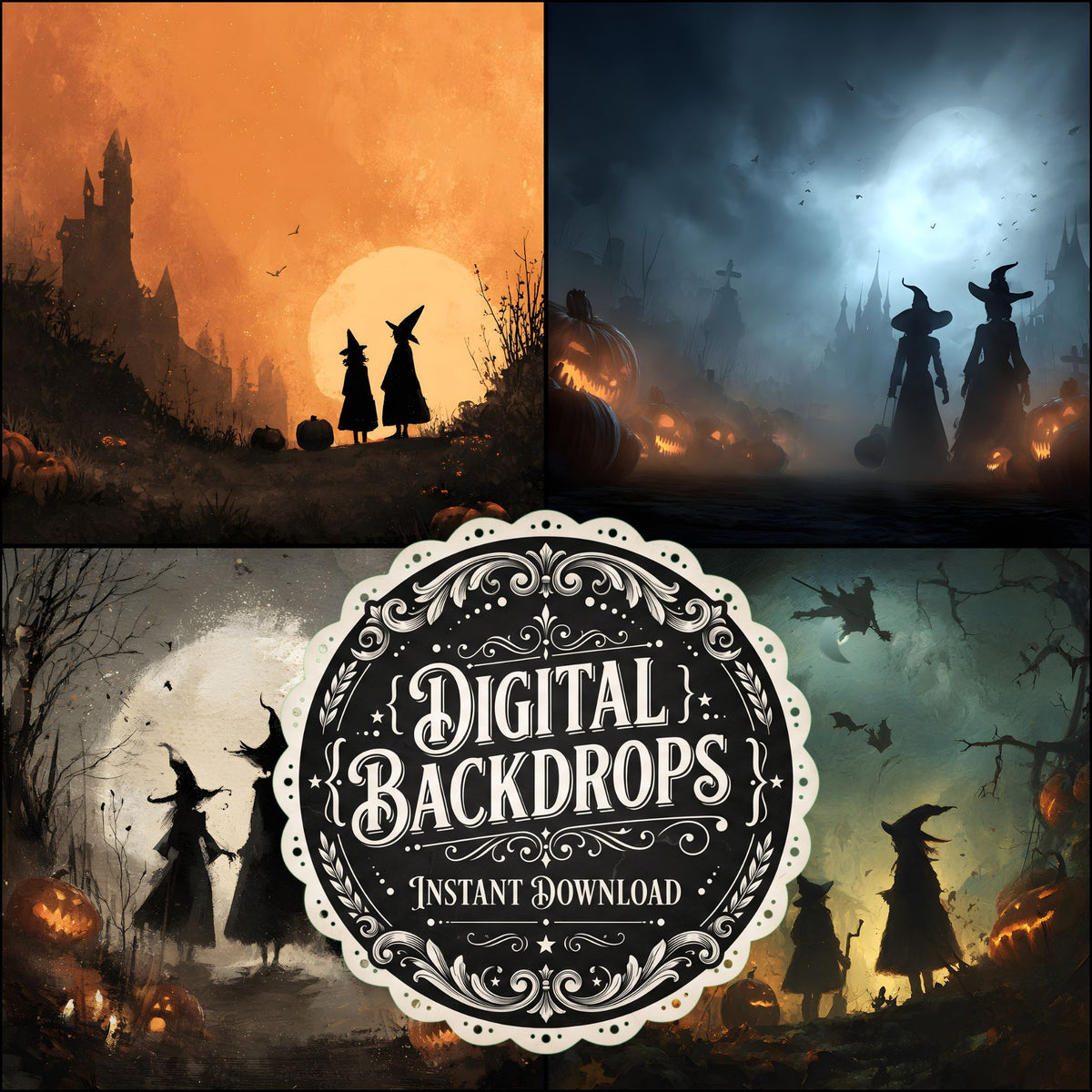 Witchy Halloween Backdrop Images