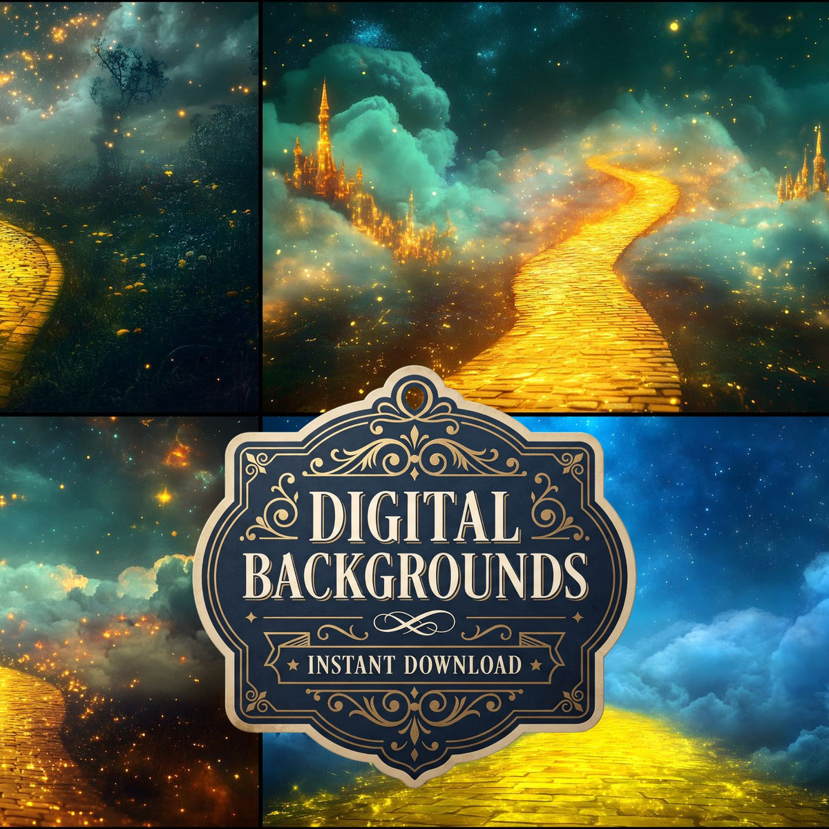 Wizard Of Oz Dreamscape With Floating Yellow Brick Road Backdrop Images
