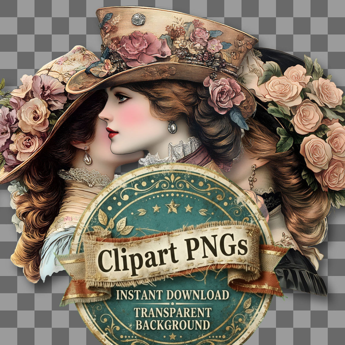 Womens Hat Vintage Style Clipart Pngs