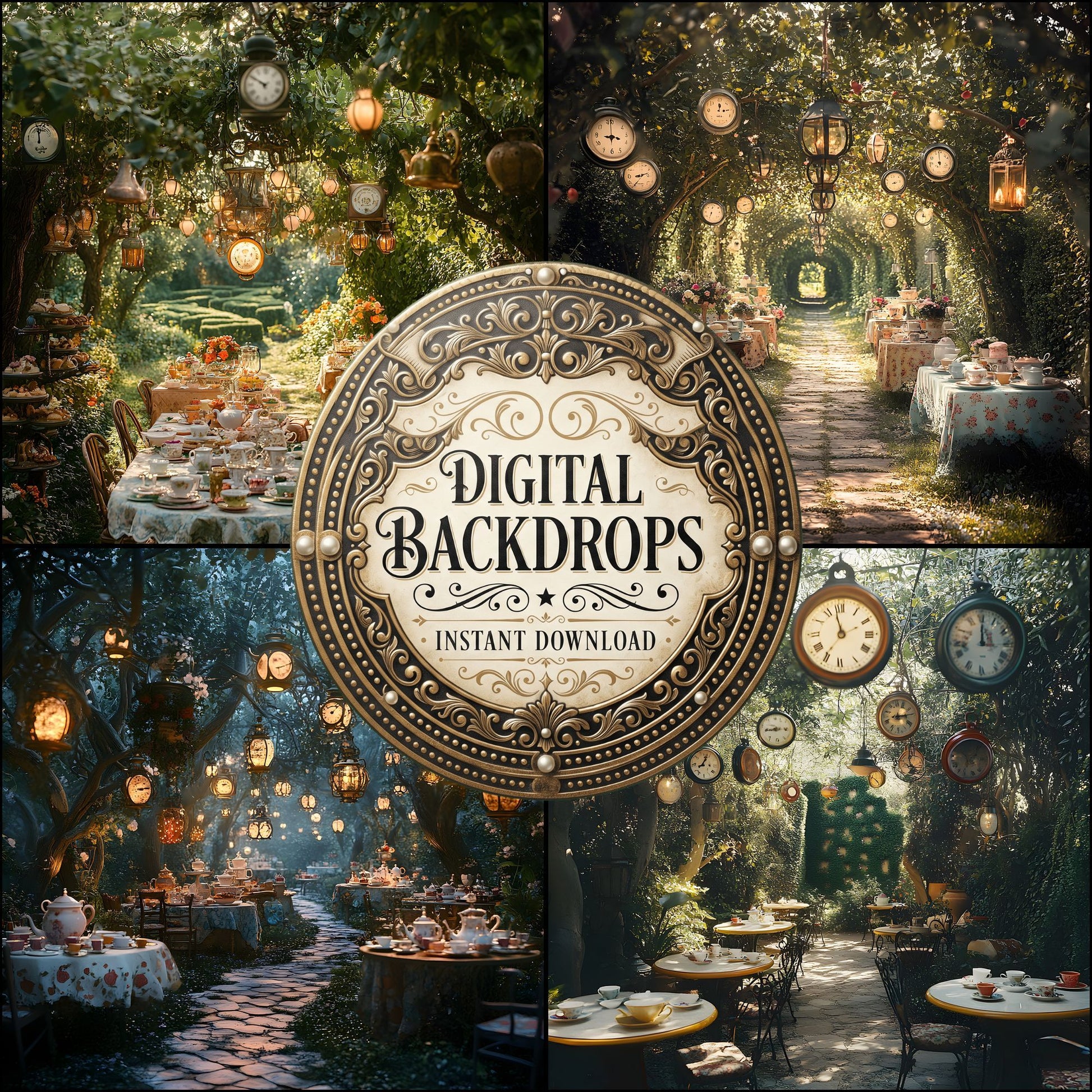 Wonderland Tea Party Backdrop Images