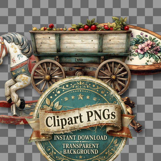 Wooden Rockin Vintage Style Clipart Pngs