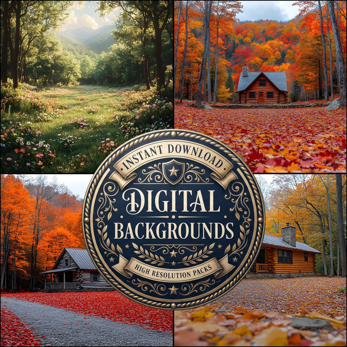 Woodland Cabin Backdrop Images
