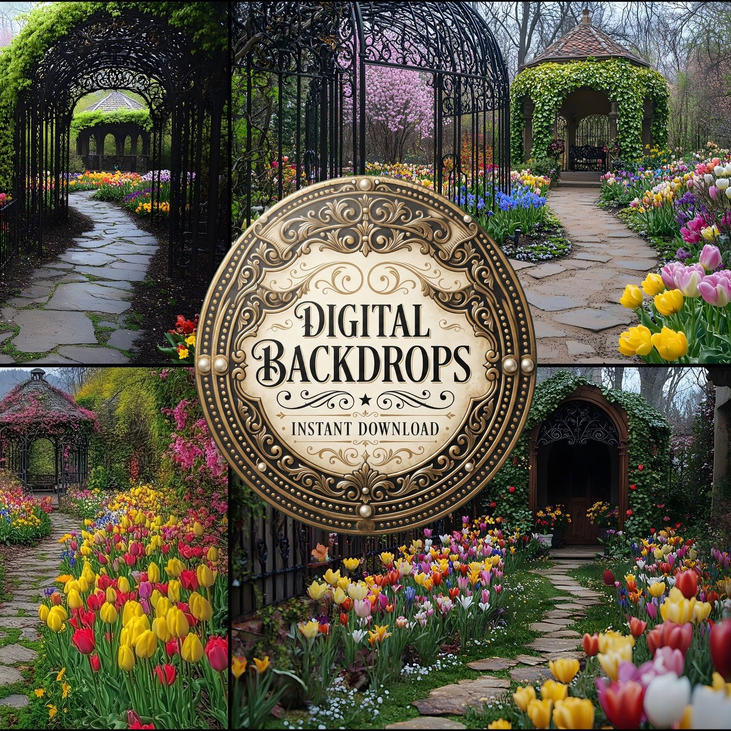 Wrought Iron Secret Garden Backdrop Images