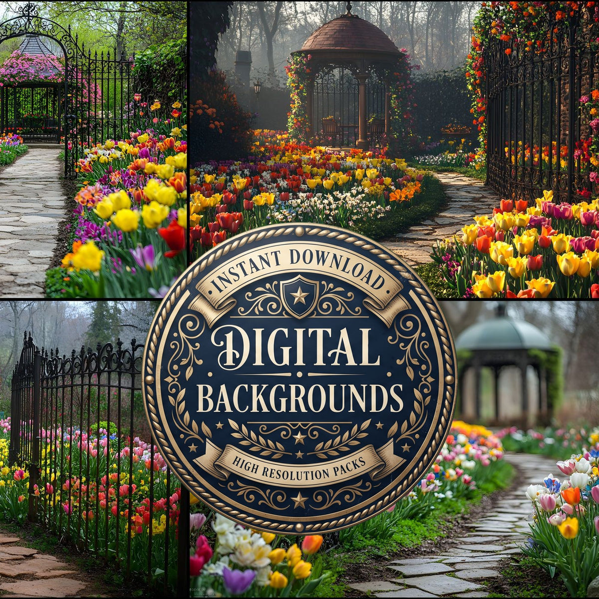 Wrought Iron Secret Garden Backdrop Images