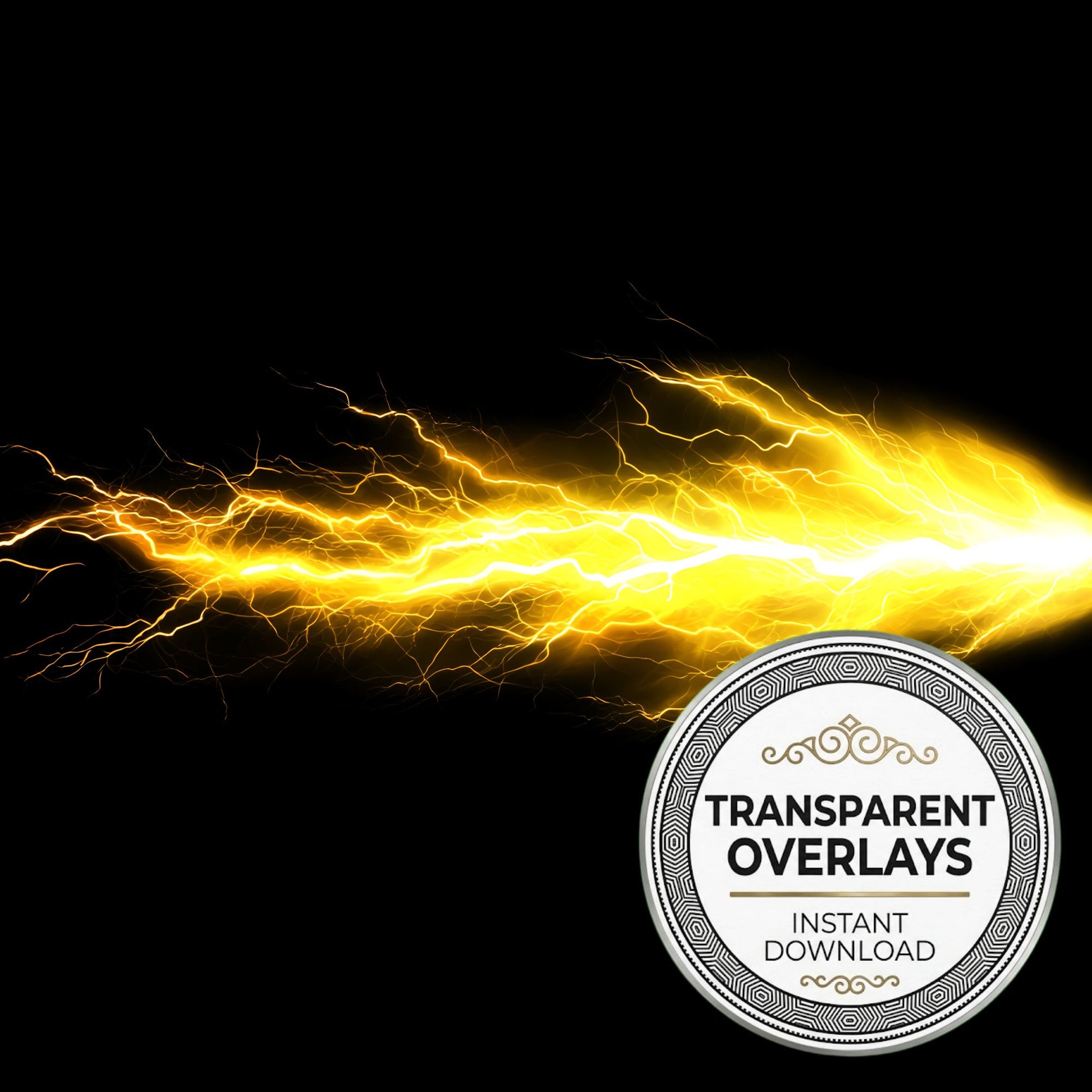 Yellow Lightning Strike Transparent Overlay Pngs
