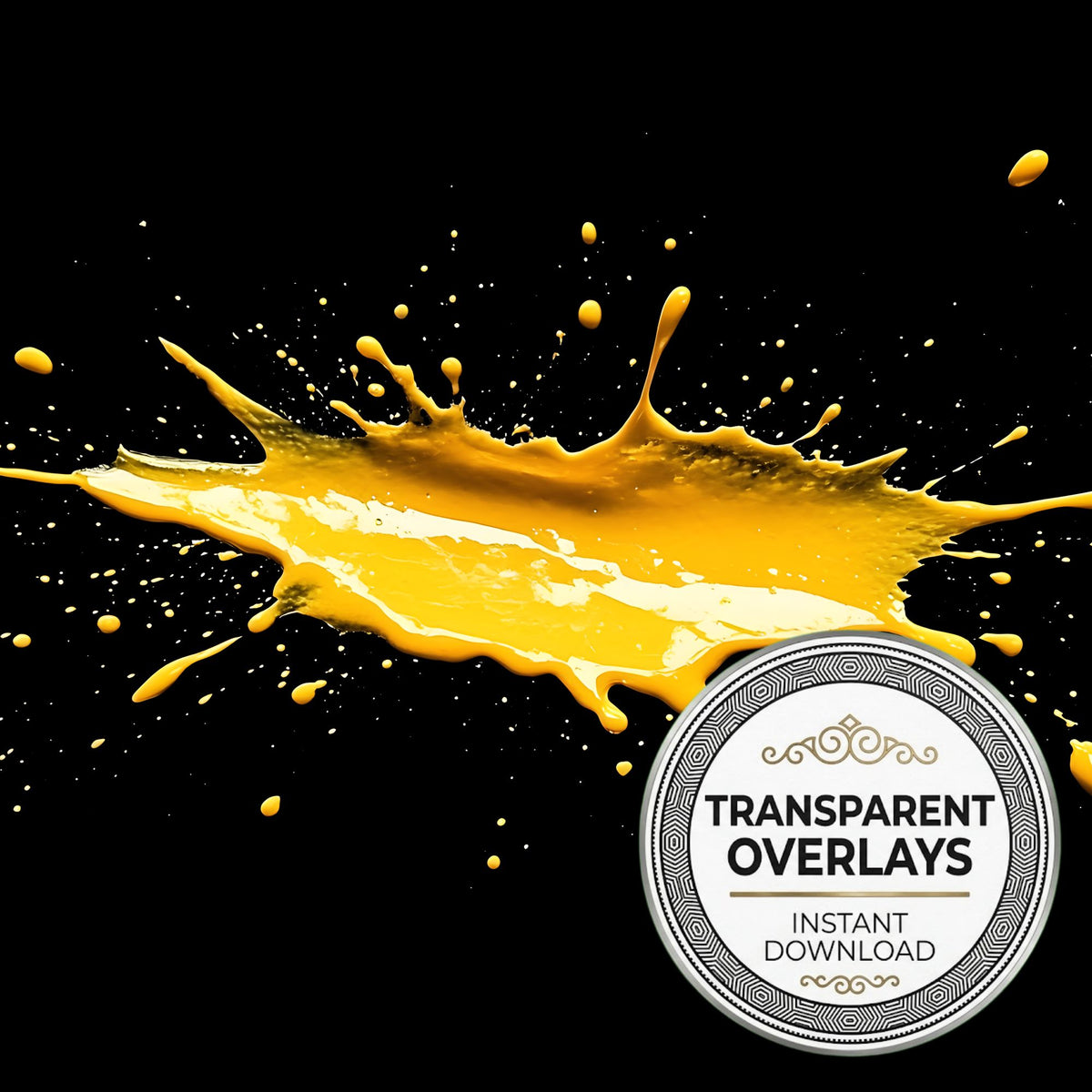Yellow Paint Splatter Abstract Splashes Transparent Overlay Pngs