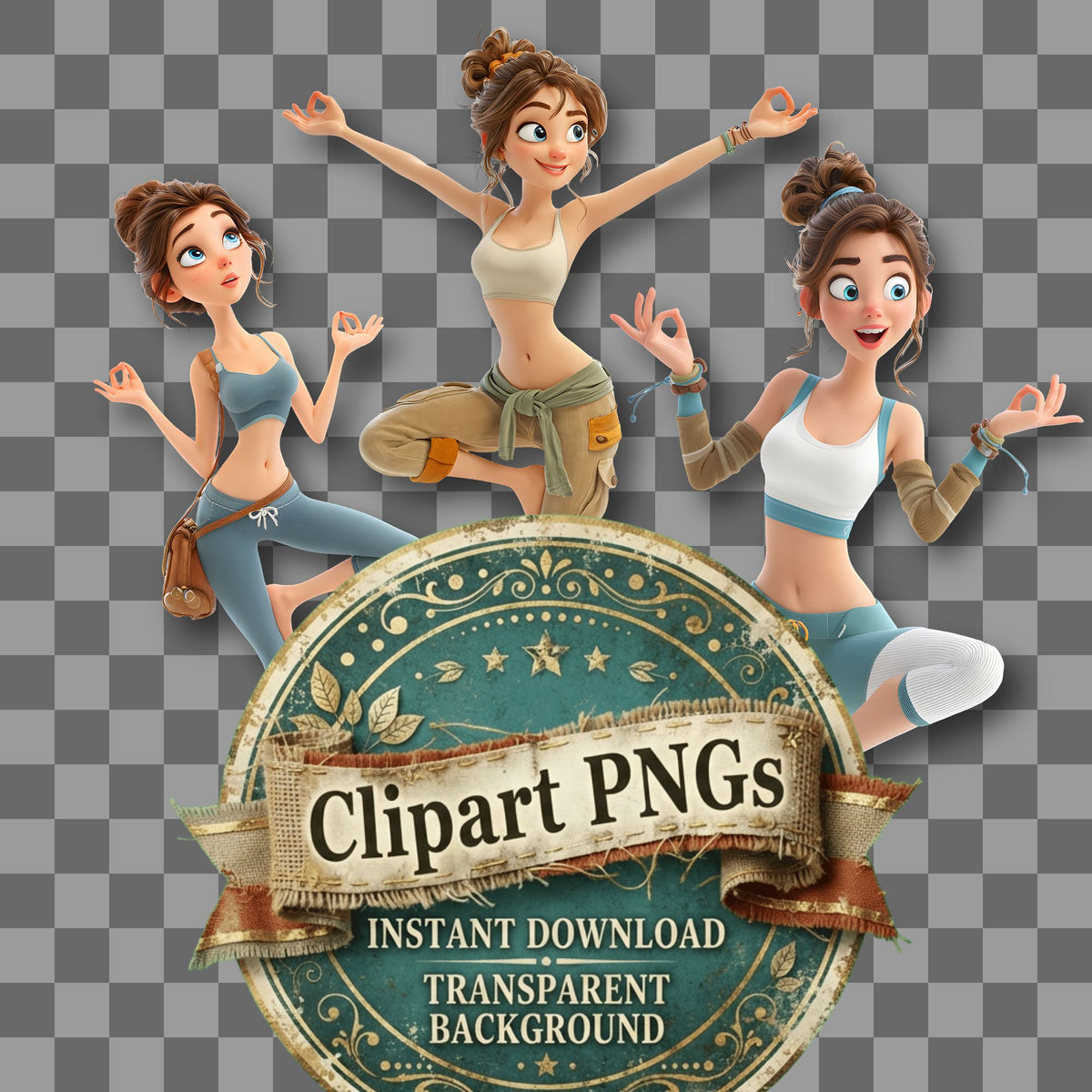 Yoga Woman Clipart Pngs